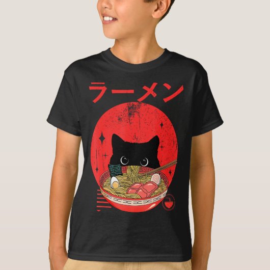 Cat Ramen Japanese Funny Graphic Tees Kawaii Cat A (Vorderseite)