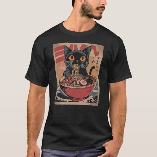 Cat Ramen Japanese Funny Graphic Tees Kawaii Cat A (Vorderseite)