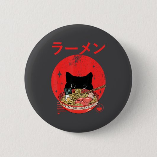 Cat Ramen Japanese Funny Graphic Tees Kawaii Cat A Button (Vorderseite)