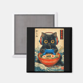 Cat Ramen Japanese Funny Graphic Tees Kawaii Cat A Magnet (Vorderseite/Rückseite)