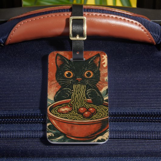 Cat Ramen Japanisch Funny Graphic Kawaii Cat Anime Gepäckanhänger (Vorderseite Insitu 2)