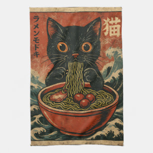 Cat Ramen Japanisch Funny Graphic Kawaii Cat Anime Geschirrtuch