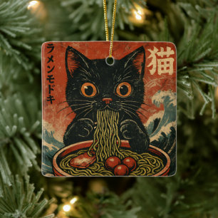 Cat Ramen Japanisch Funny Graphic Kawaii Cat Anime Keramikornament