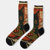 Cat Ramen Japanisch Funny Graphic Kawaii Cat Anime Socken (Linkes Detail)