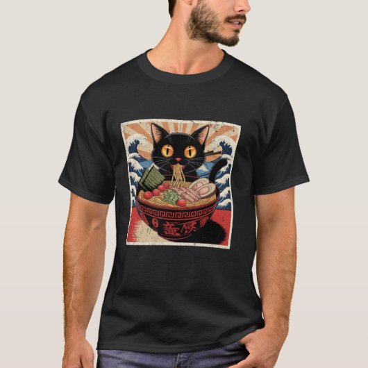 Cat Ramen Japanisch Funny Graphics Kawaii Cat A T-Shirt (Vorderseite)
