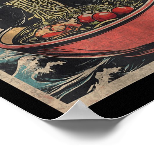 Cat Ramen Japanisch Funny Kawaii Cat Graphic Mens Poster (Ecke)