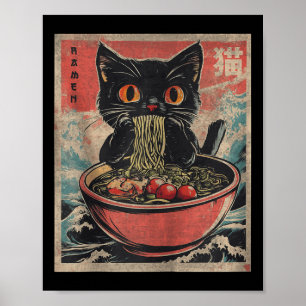 Cat Ramen Japanisch Funny Kawaii Cat Graphic Mens Poster