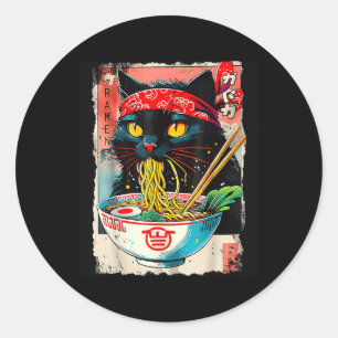 Cat Ramen Japanischer Funny Cat Kawaii Cat Anime Runder Aufkleber