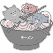Cat Ramen Kawaii Aufkleber (Vorderseite)