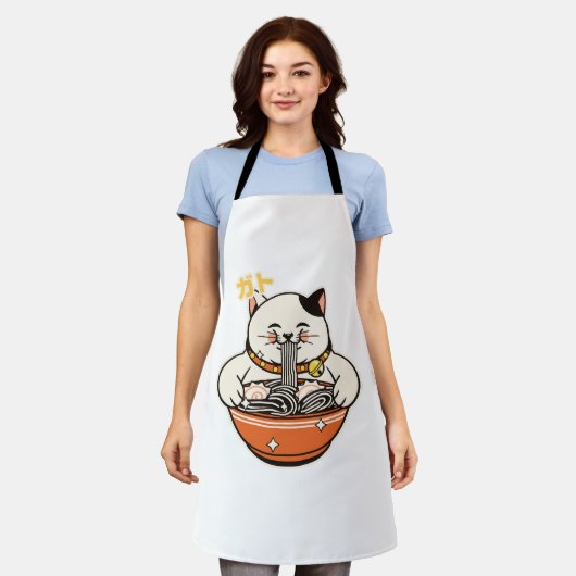 Cat Ramen Kawaii Design Schürze (Getragen)