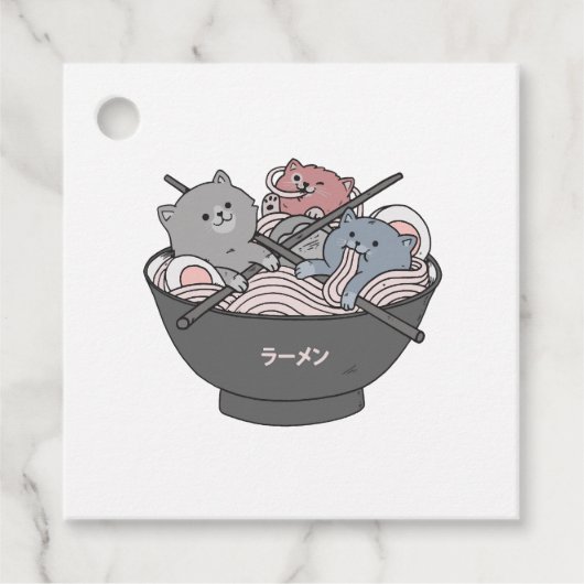 Cat Ramen Kawaii Geschenkanhänger (Vorderseite)
