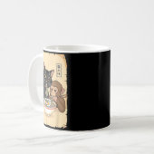 Cat Ramen Monkey Shirt Funny Cat Monkey Eating Ram Kaffeetasse (Vorderseite Links)