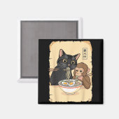 Cat Ramen Monkey Shirt Funny Cat Monkey Eating Ram Magnet (Vorderseite/Rückseite)