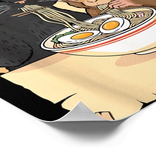 Cat Ramen Monkey Shirt Funny Cat Monkey Eating Ram Poster (Ecke)