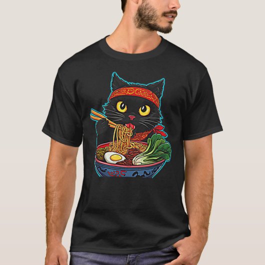 Cat Ramen Noodle Japanese Manga Cat T-Shirt (Vorderseite)