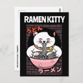 CAT RAMEN NOODLES SOUP CAT POSTCARD POSTKARTE (Vorne/Hinten)