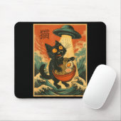 Cat Ramen Ufo Funny Japanese Anime Tee Men Women T Mousepad (Mit Mouse)