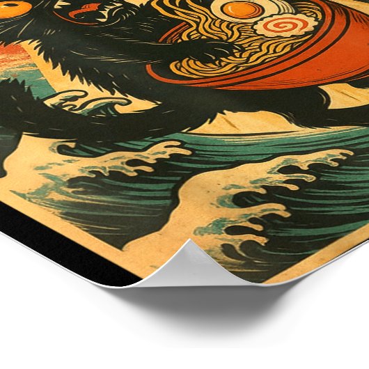 Cat Ramen Ufo Funny Japanese Anime Tee Men Women T Poster (Ecke)