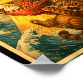 Cat Ramen Ufo Funny Men Women Teens Kids Japanese  Poster (Ecke)