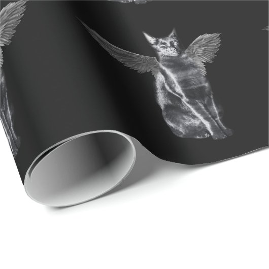 Cat Raven Creepy Crow Wings Gothic Kitty Geschenkpapier (Rolleneckpunkt)