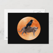 Cat Raven Moon Postcard Postkarte (Vorne/Hinten)