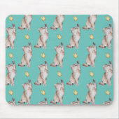 Cat Reaching For Yellow Butterfly on Light Aquamar Mousepad (Vorne)