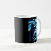 Cat Reaching Moon Starry Night Funny Kitten Men Wo Kaffeetasse (VorderseiteRechts)