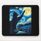 Cat Reaching Moon Starry Night Funny Kitten Men Wo Mousepad (Vorne)