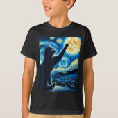 Cat Reaching Moon Starry Night Funny Kitten Men Wo T-Shirt (Vorderseite)