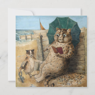 Cat Reading a Book by Louis Wain Dankeskarte