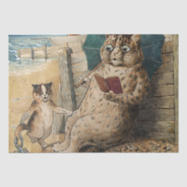 Cat Reading a Book by Louis Wain Seidenpapier