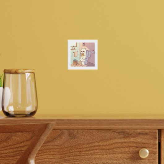 Cat Reading A Book On The Toilet Foliendrucke (In Situ (Wohnzimmer))