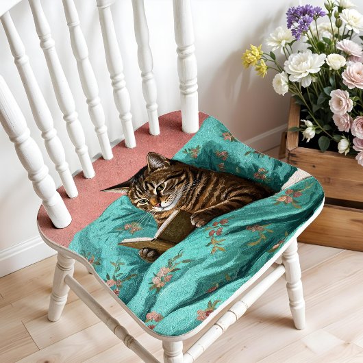 Cat Reading a Book Wall Art Poster Print