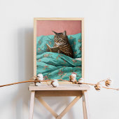 Cat Reading a Book Wall Art Poster Print