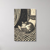 cat reading in bed leinwanddruck (Vorderseite)