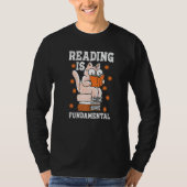 Cat Reading Is Fundamental Geeky Bookworm Poetry L T-Shirt (Vorderseite)