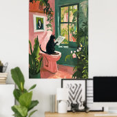 Cat Reading Newspapier - Cooles Badezimmer Poster (Heimbüro)