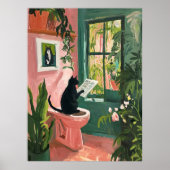 Cat Reading Newspapier - Cooles Badezimmer Poster (Vorne)