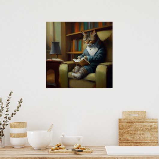 Cat Reading Poster (Küche)