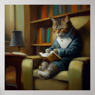 Cat Reading Poster