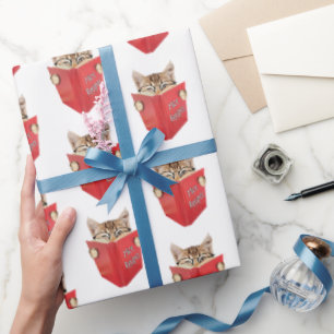 Cat Reading Red Book Geschenkpapier