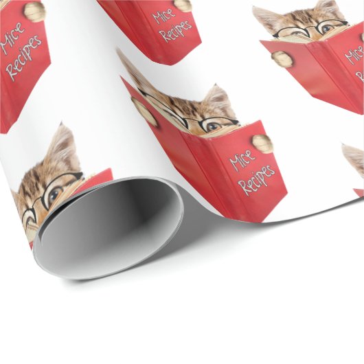 Cat Reading Red Book Geschenkpapier (Rolleneckpunkt)