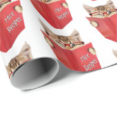 Cat Reading Red Book Geschenkpapier (Rolleneckpunkt)