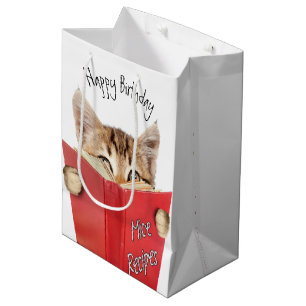 Cat Reading Red Book Mittlere Geschenktüte