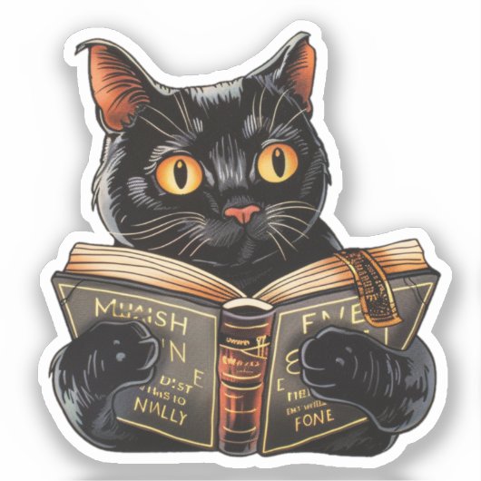 Cat Reading Sticker (Vorderseite)