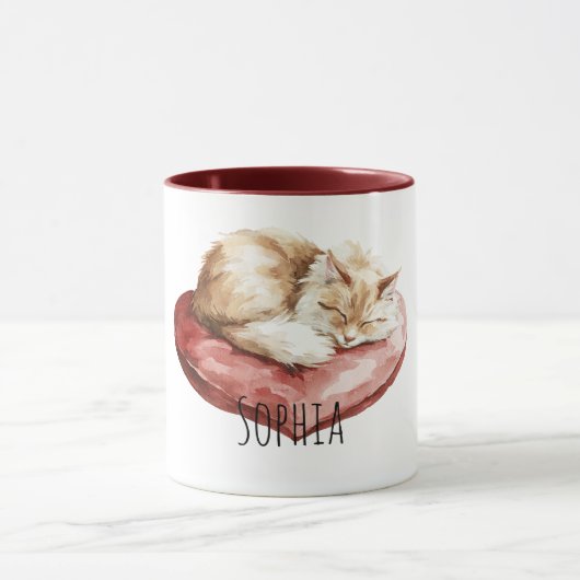 Cat Red Heart Pillow Tasse (Zentrum)