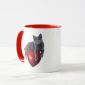 Cat Red Heart Tasse (Vorderseite Links)