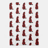 Cat Red Kariert Pattern Geschirrtuch (Vertikal)