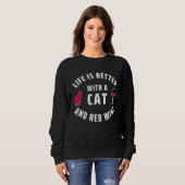 Cat  Red Wine  With Cats And Wine Sweatshirt (Vorne ganz)