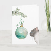Cat Reflection in a Ornament Weihnachtskarte Karte (Vorderseite)